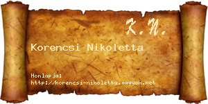 Korencsi Nikoletta névjegykártya